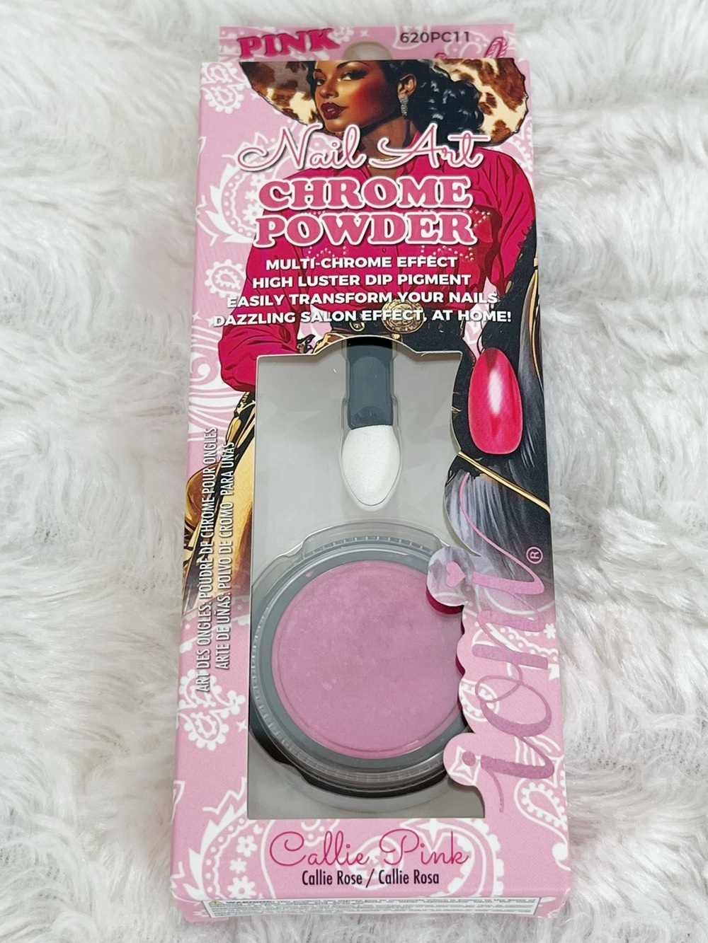 Ioni Pink Cowgirl Nail Art Chrome Powder Callie Rose Pink Festival Glam